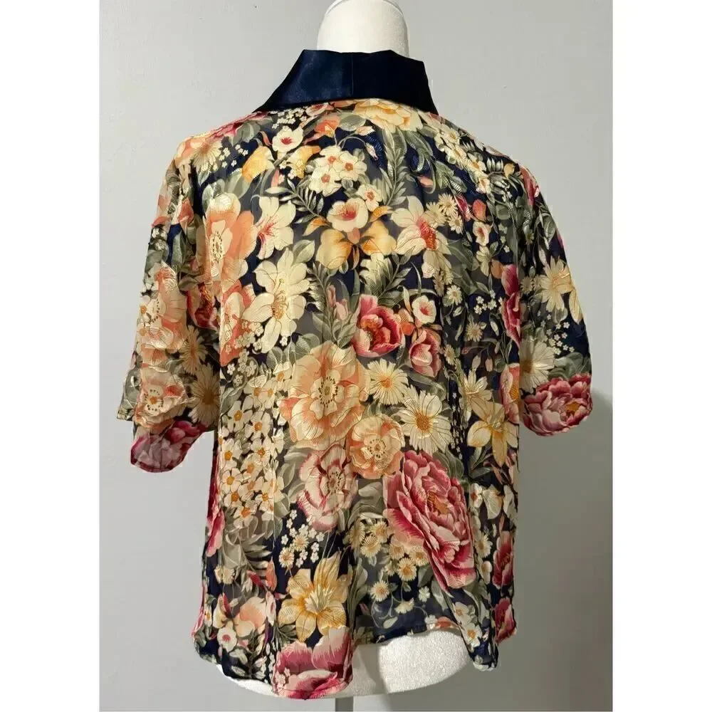 Vintage Victoria Secret 90’s floral sheer loungewear crop top M